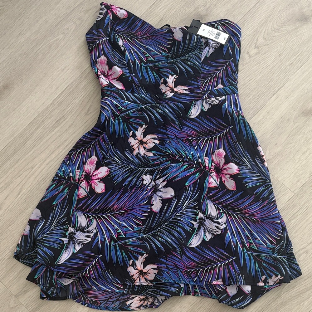Dynamite Black Dress with Pink and Purple Floral Design